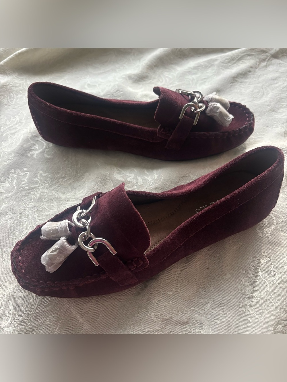 NWOT Aerosoles Burgundy Soft Suede Driving Loafers w/Tassels, Size 7.5